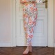 Pantalon taille haute imprimé végétal