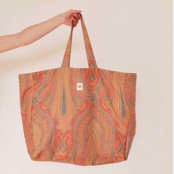 MAXI TOTE BAG orangé motif paisley