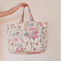 MAXI TOTE BAG blanc imprimé exotique