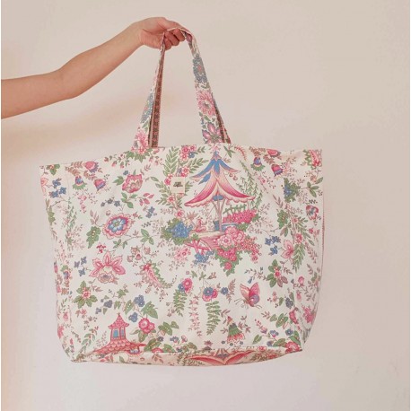 MAXI TOTE BAG blanc imprimé exotique