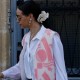 Gilet rose et blanc