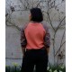 Sweatshirt corail manche motif cachemire