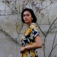 Robe midi motifs feuilles