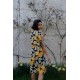 Robe midi motifs feuilles