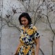 Robe midi motifs feuilles