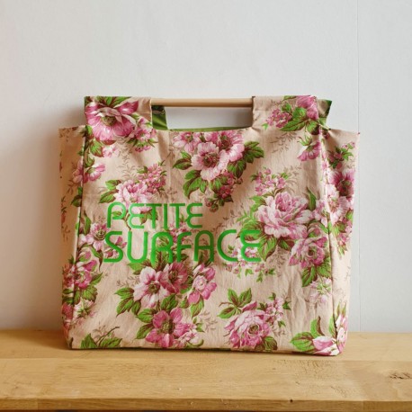 Cabas crème imprimé grosses fleurs