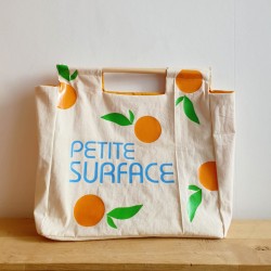 Cabas écru motifs oranges